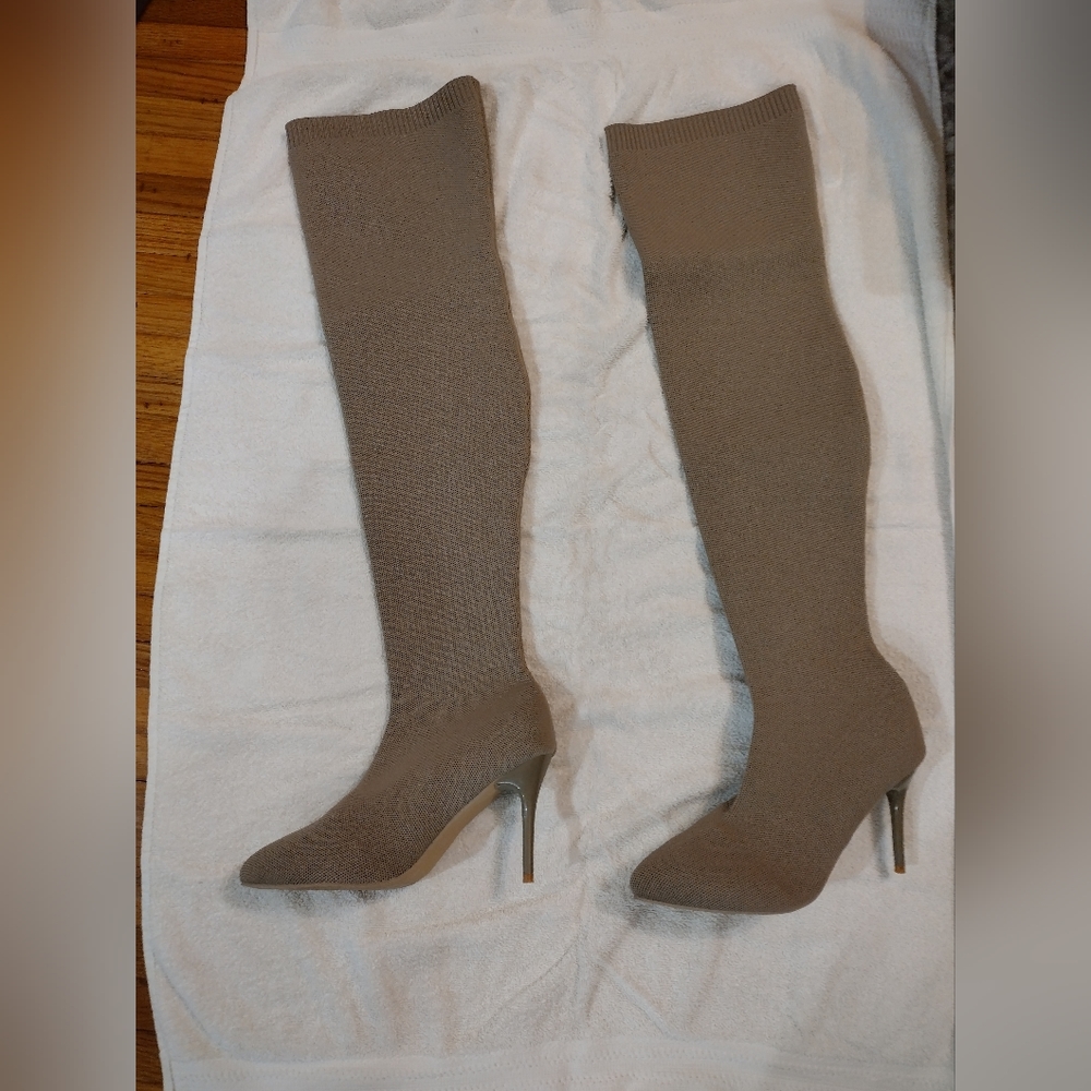 NEW Tall Over the Knee Beige Boots